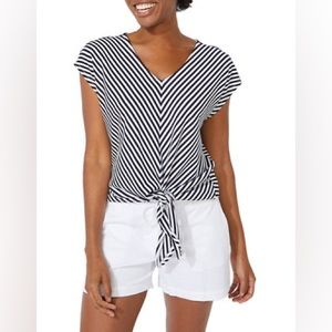Nautica Women's Stripe Tie Front Knit Top